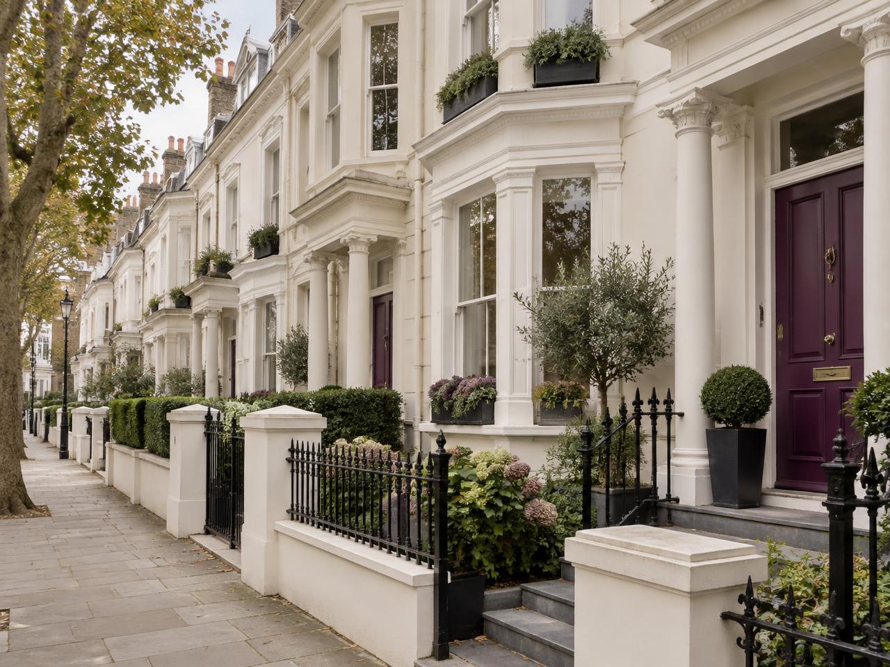 Cream-coloured terraced homes in London